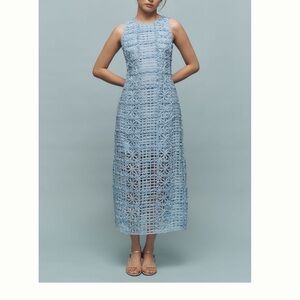 Endless Rose Sky Blue Crochet Midi Dress
